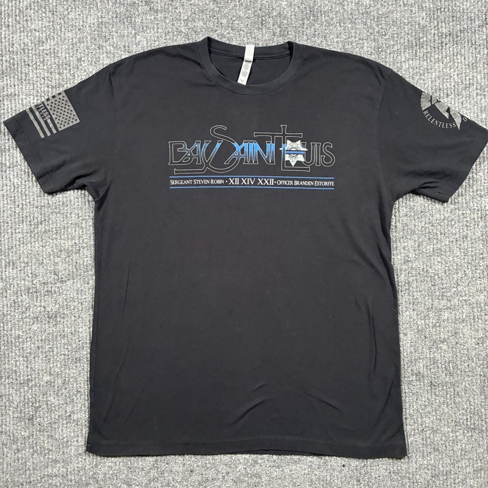 Bay‎ Saint Luis Next Level Apparel Mens Graphic Shirt Size XL Black Short Sleeve